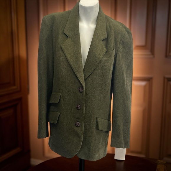 andrea marin Jackets & Blazers - Vintage Andrea Marin Olive Green Fall/Winter Blazer size 10